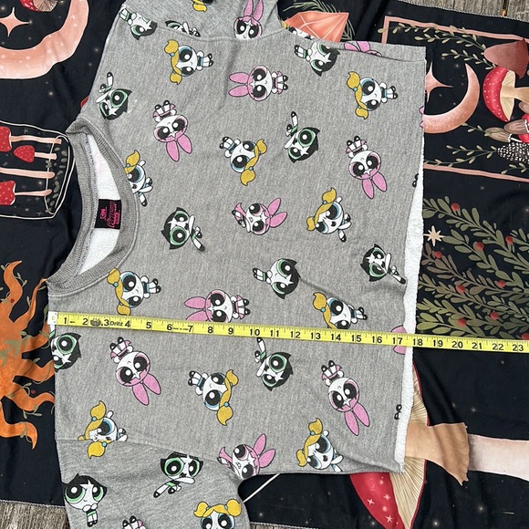 Power Puff Girls Cartoon Network Cropped Crewneck sweatshirt Grey Size L - Picture 5 of 5